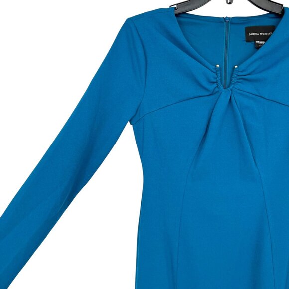 Donna Morgan Vibrant Blue A-Line Long Sleeve Dress Size 0 NWOT - Picture 4 of 9